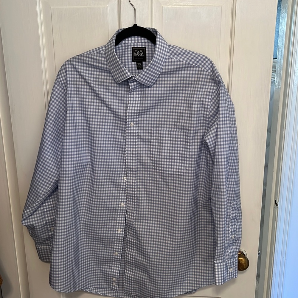 Jos A Bank Traveler Slim Fit 17-33 blue and white